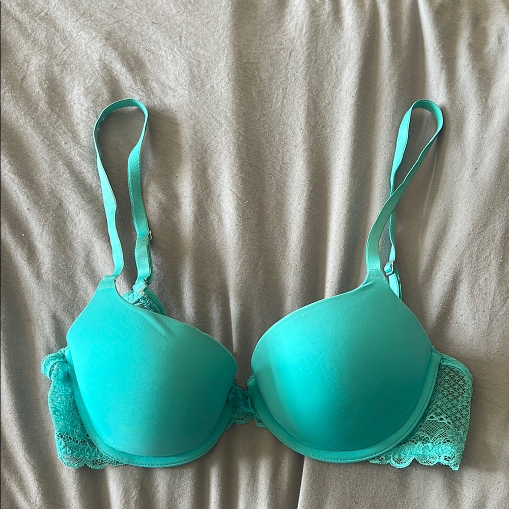 Aqua Lace Trim Bra